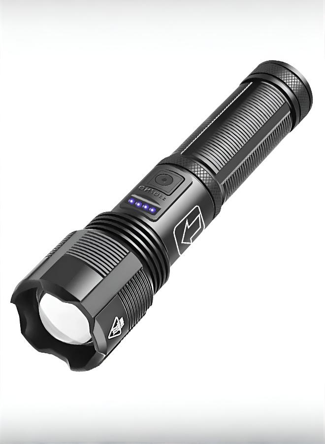 Powerful Multi-Functional Flashlight with Extendable & Focusable Lens - Battery Display - 5 Light Modes - Multi-Charge Options - Ideal for Camping, Hunting & Adventure - Image 1